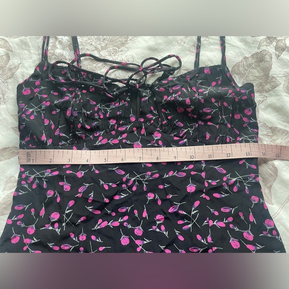 Neon Blonde Bardot Rosebud Ditsy Floral Babydoll Tie Strap Slip Dress Small Boho - Picture 12 of 13